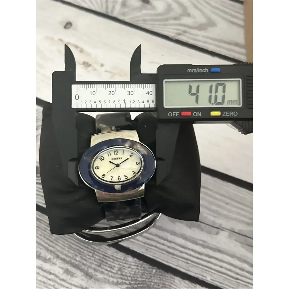 Geneva Silver Tone Multicolored Bezel And Band Women’s Cuff Watch